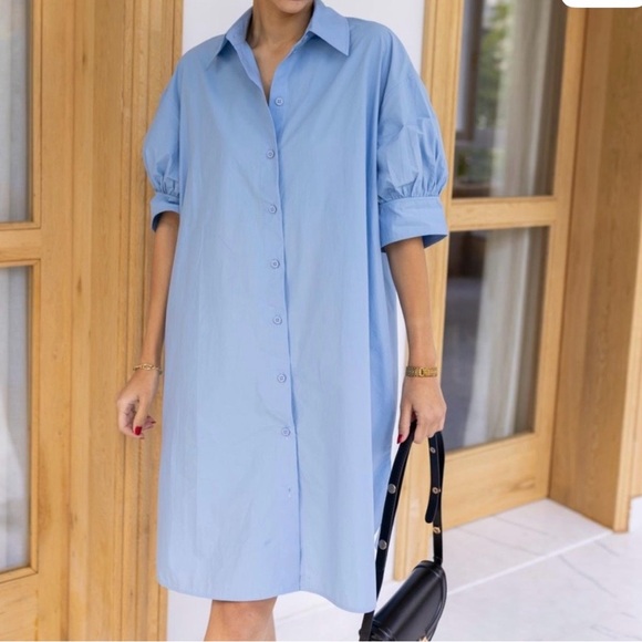 COS Light Blue Casual Button Down Shirt Dress Size XXS Oversized Lagenlook - Picture 13 of 13